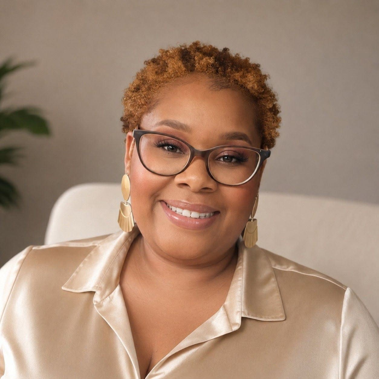 Chiquita Clay, founder of The R&R Alliance, wearing a tan shirt